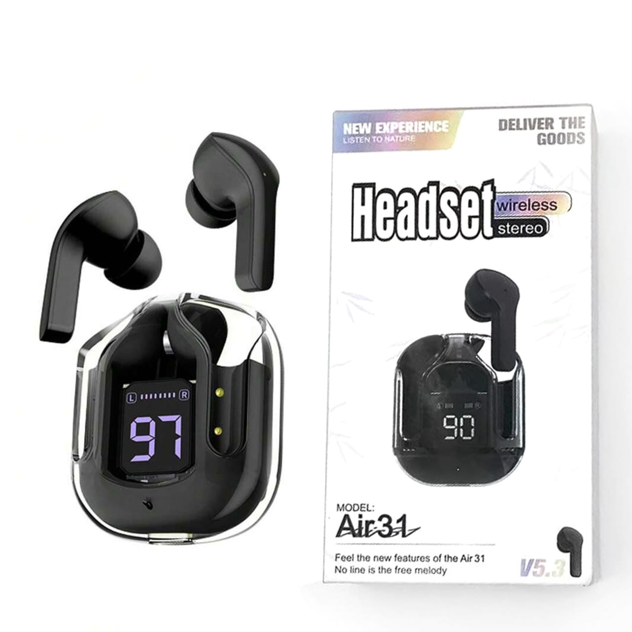 3.1 Professional Air 31 Tws Transparent Earbuds Bluetooth 5.3v (random color )