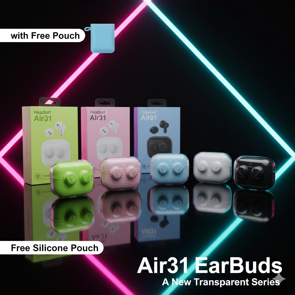 3.1 Professional Air 31 Tws Transparent Earbuds Bluetooth 5.3v (random color )